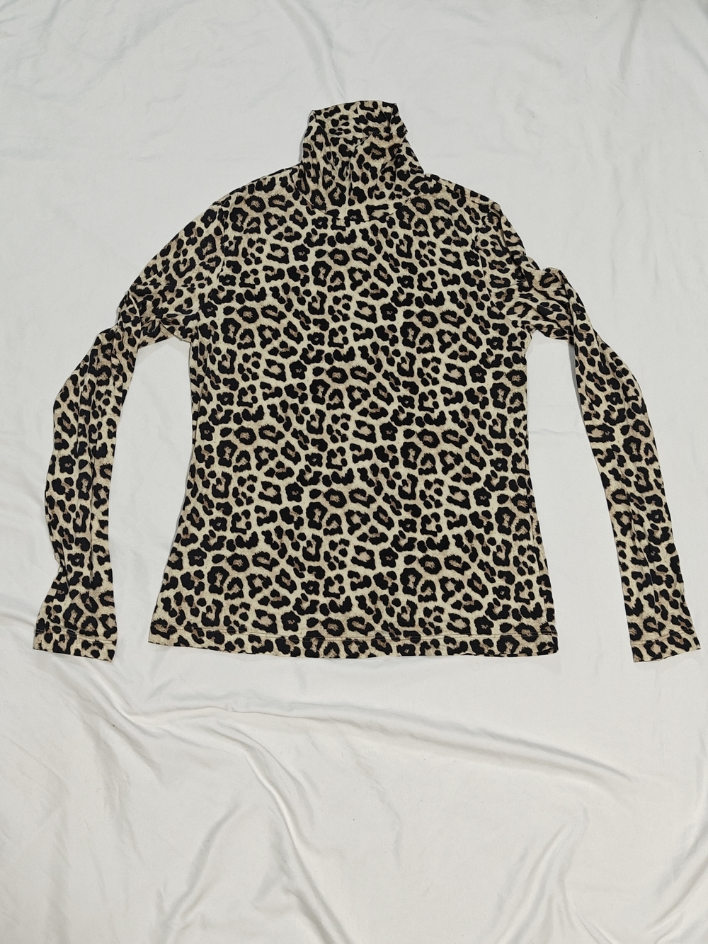 H&M Leopard Print Turtleneck Top - Beige & Black